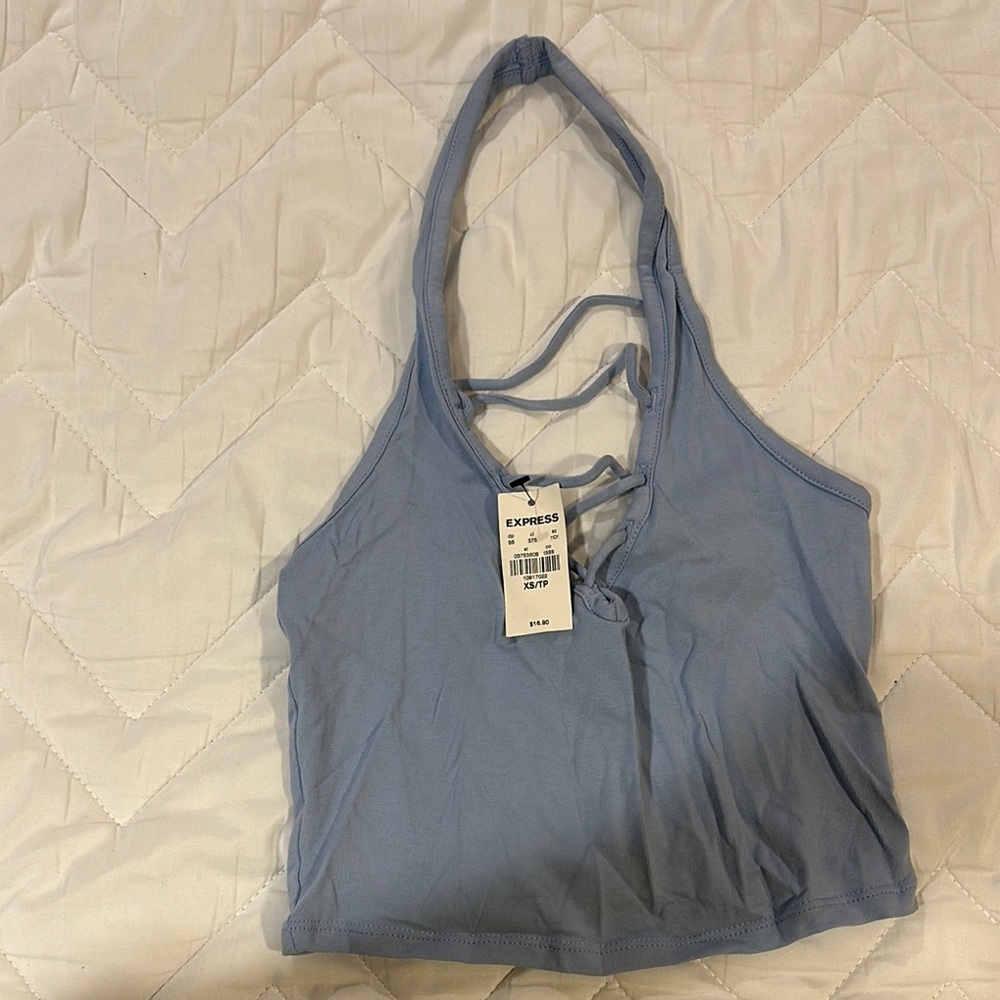 Express Sky Blue Halter Top